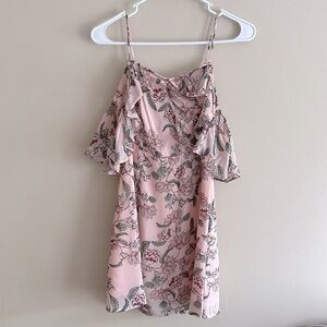 For Love and Lemons Aurora Cold Shoulder Mini Dress Pink Floral